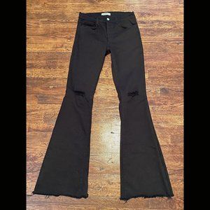 Black Flare Jeans w/Raw Hem